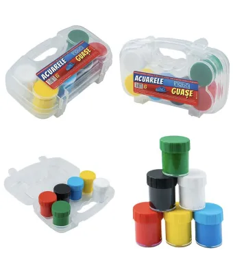 Set Guașe Colorate 6 Culori Nabo – Acuarele Opaqe în Cutie Plastic Engros – Ideal pentru Școli, Grădinițe