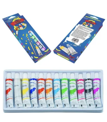 Set 12 Culori Tempera Profesionale 9ml Engros – Pigmenți Vibranți, Ideal pentru Pictură Artistică, Școlară și Hobby