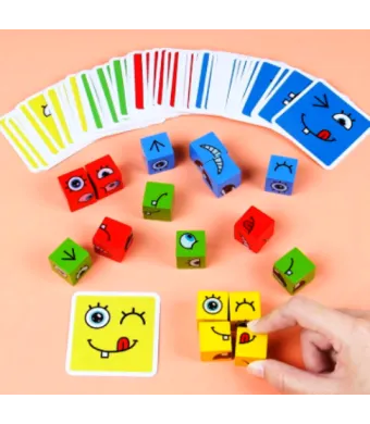 Expresii faciale -set 12 cuburi lemn