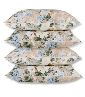 Set 4 Perne Puf Gasca 70x70 cm , Umplutura Naturala | Husa Bumbac 100% | Confort Premium pentru Somn Odihnitor - Flori Albastre 70