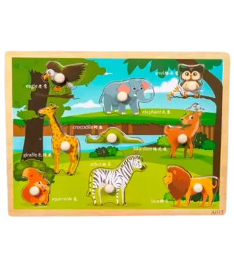 Incastro cu butoane lemn animale salbatice Engros