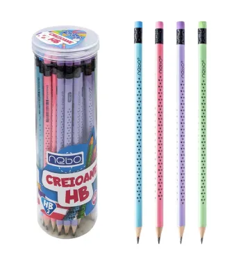 Set 48 Creioane HB NEBO Engros – Design Colorat cu Radieră, Mina HB2, Nontoxice – Ideal pentru Școală și Birou