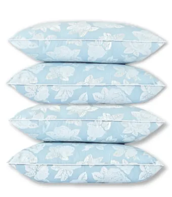 Set 4 Perne Puf Gasca 70x70 cm , Umplutura Naturala | Husa Bumbac 100% | Confort Premium pentru Somn Odihnitor - Albasrtu Trandafirii Argintii
