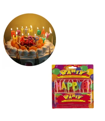 Lumânări 3cm „HAPPY BIRTHDAY” Colorate, pentru Torturi Aniversare Engros