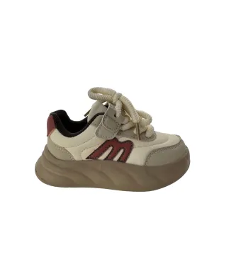 Adidasi fete si baieti , Talpa Flexibila, Inchidere siret, Piele ecologica, Usori si confortabili, Engross, Marimi 32-37, 8buc/Bax, Crem