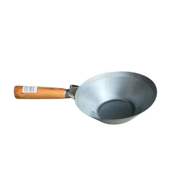 Cancioc Engros pentru constructii si uz casnic,  Inox, Maner lemn, Diametru 18.5 cm, Argintiu/Maro