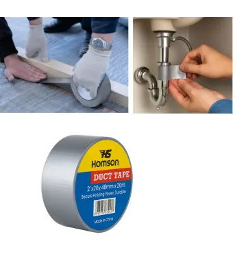 Bandă Adezivă Tip Duct Tape 48mmx20m Homson, Gri Metalizat, pentru Reparații, Fixare și Izolare  Engros
