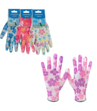 Manusi pentru Gradinarit 12/set cu Eticheta, Model Floral, Diferite Culori Engros
