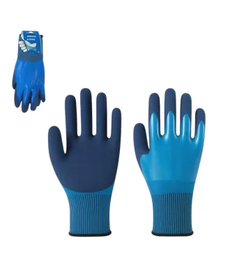 Manusi de Protectie 12/set, cu Eticheta, Acoperite cu Latex, Marimea 10, Albastru si Negru Engros