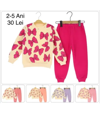 Compleu Engros pentru fete, 2 piese, cu model imprimat (ROZ)