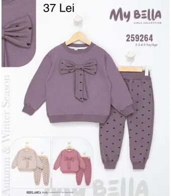 Compleu Engros pentru fete, 2 piese, cu model imprimat (ROZ)