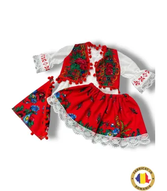 Compleu traditional Engros pentru fete, 4 piese, model brodat (3, 6, 12 luni)