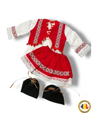 Compleu traditional Engros pentru fete, 4 piese, model brodat