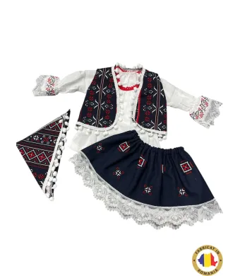 Compleu traditional Engros pentru fete, 4 piese, model brodat (3, 6, 12 luni)