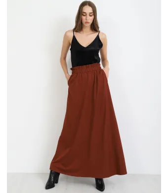Fusta uni DOCA cu talie elastica si buzunare 39051001 Engros