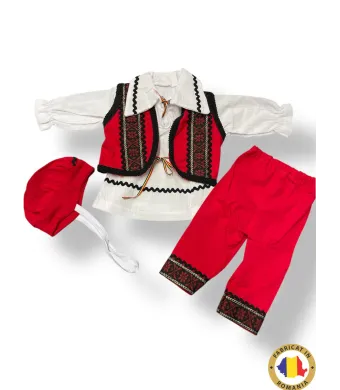 Compleu traditional Engros pentru baieti, 4 piese, model brodat (3, 6, 12 luni)