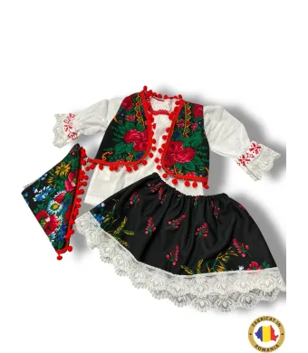 Compleu traditional Engros pentru fete, 4 piese, model brodat (3, 6, 12 luni)