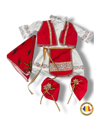 Compleu traditional Engros pentru fete, 5 piese, model brodat