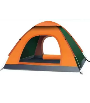 Cort Automat de 3-4 Persoane Pentru Camping sau Plaja, Impermeabil, Rezistent UV, Plasa Anti-Tantari, Poliester 170T si Panza Oxford 210D, 200x200x135 cm, Portocaliu Engros