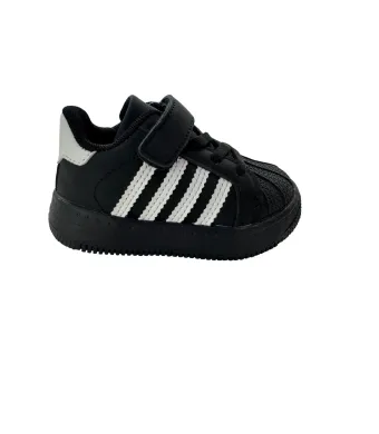 Adidasi Copii cu Arici, Talpa Spuma, Piele ecologica, Usori si confortabili, Engross, Marimi 25-30, 8buc/Bax, Model dungi, Negru
