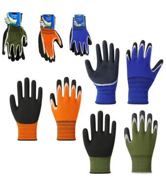 Manusi de Protectie 12/set, cu Eticheta, Acoperite cu Latex, Marimea 10, Diferite Culori Engros