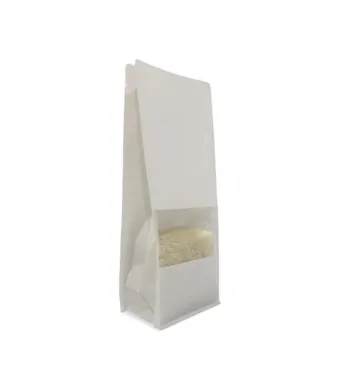 PUNGI DIN HARTIE ALBE CU FEREASTRA, INTERIOR LAMINAT 23×10 CM (100 BUC/SET)