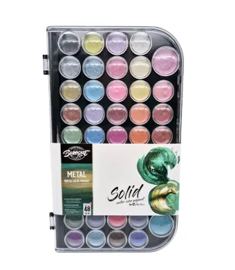 Acuarele Engros pastila, paleta 48 culori metalizate