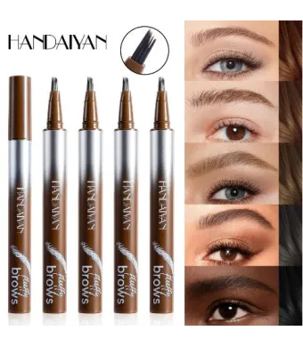 Handaiyan 4-Tip Eyebrow Pen H2056 – Creion Sprâncene Rezistent cu Aplicator 4 Puncte, Culori Mixte Engros