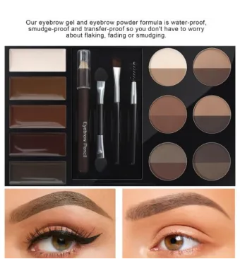 Handaiyan Brow Powder Set H2006 – Trusă Profesională pentru Sprâncene cu Fard, Ceară și Șabloane Engros