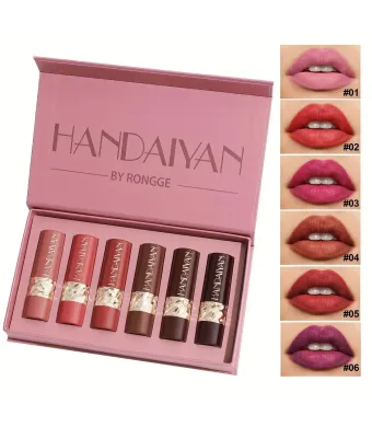 Handaiyan Matte Lipstick Set H1062 – Set 6 Rujuri Mate Intens Pigmentate, Culori Mixte Engros