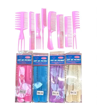 Set Piepteni Plastic 8 Bucăți G190 – Culori Mixte pentru Coafare și Aranjarea Părului Engros