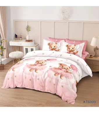 Lenjerii pentru pat dublu din finet cu 6 piese cu elastic engross