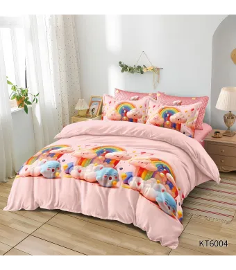 Lenjerii pentru pat dublu din finet cu 6 piese cu elastic engross