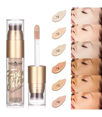 Yabaolian Liquid Foundation Y7050 – Fond de Ten Lichid cu Pensulă Integrată, 6 Nuanțe, Set 24 Bucăți Engros