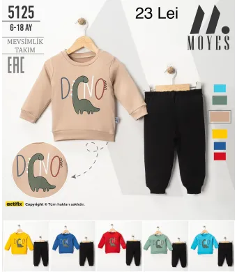 Compleu Engros pentru bebelusi, 2 piese, cu model imprimat (Crem)