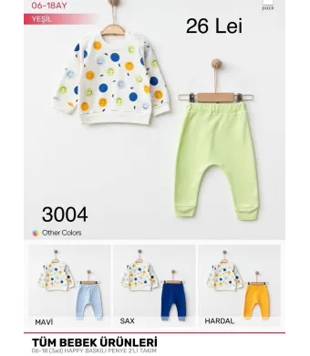 Compleu Engros pentru bebelusi, 2 piese, cu model imprimat (Albastru)
