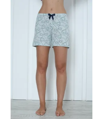 Pantalon scurt dama Engros, verde deschis, imprimeu inimi