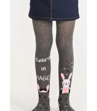 Dres fetițe Penti Pretty ,,Magic Bunny'', bumbac- imprimeu hazliu cu iepure, gri,Engros (4-5 Ani)