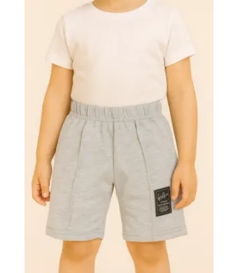 Pantaloni scurți sport copii cu dungă decorativă,Culoare Gri,Engros (2/4/6/8/10)