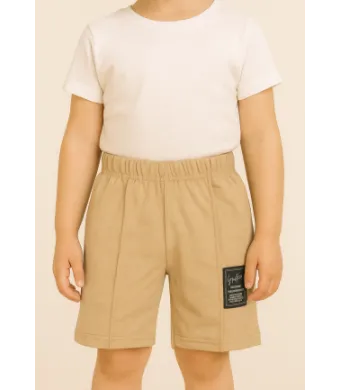 Pantaloni scurți sport copii cu dungă decorativă,Culoare Maro,Engros (2/4/6/8/10)