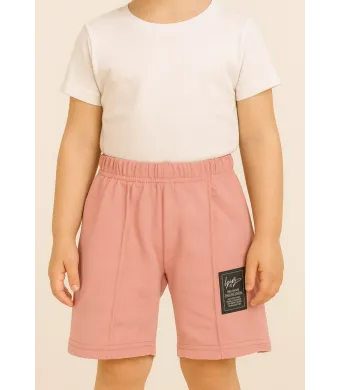 Pantaloni scurți sport copii cu dungă decorativă,Culoare Roz Deschis,Engros (2/4/6/8/10)