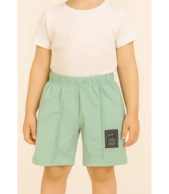 Pantaloni scurți sport copii cu dungă decorativă,Culoare Verde Deschis,Engros (2/4/6/8/10)