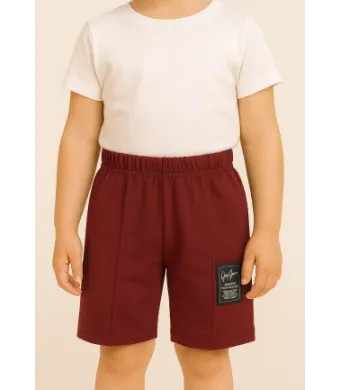 Pantaloni scurți sport copii cu dungă decorativă,Culoare Bordo ,Engros (2/4/6/8/10)