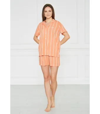 Pijama Dama Bumbac , Camasa și Short cu Dungi ,Engros
