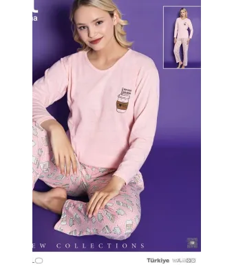 Pijamle, dama cu maneca lunga, ,roz ,Engros