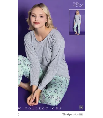 Pijamle, dama cu maneca lunga,cu imprimeu,ursulet negru,Engros