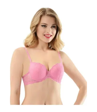 Sutien NBB cu dantelă, Push-Up si Balene de Sustinere, Culoare Roz,Engros (75B)