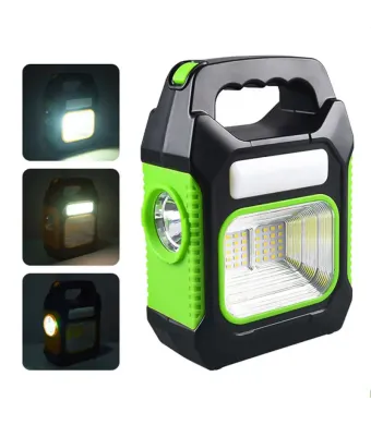 Lanternă multifuncțională Engros cu panou solar, USB, 10W – Verde.