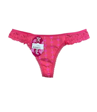 Chiloti Dama, Tanga , Dantelă Rosie Imprimeu Fundițe Roz, Engros
