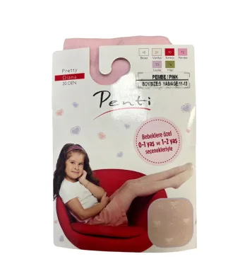 Dres fetițe Penti Pretty ,,Diana'', 20 den- mat, imprimeu fundițe,Roz, Engros (9-10 ani)